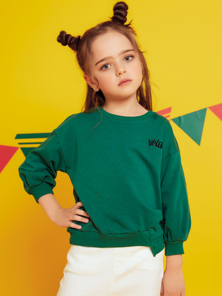 童装品牌2019秋季新款韩版立领字母刺绣加绒长袖卫衣