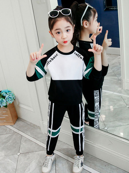 熊妈熊孩子童装品牌2019秋季休闲套装韩版儿童卫衣运动8女大童装女孩t恤两件套