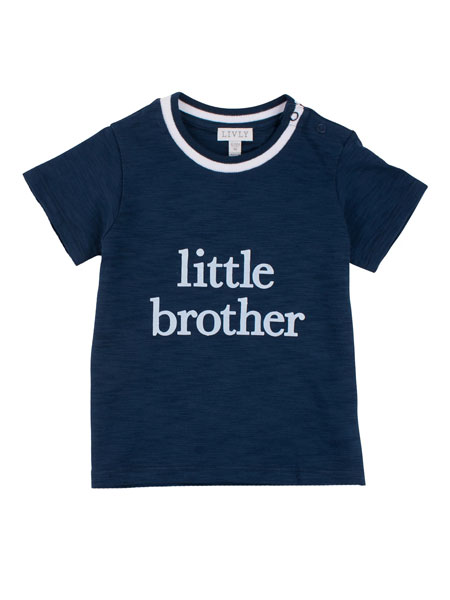 LIVLY童装品牌2019秋冬新款儿童字母字母肩扣套头短袖T恤