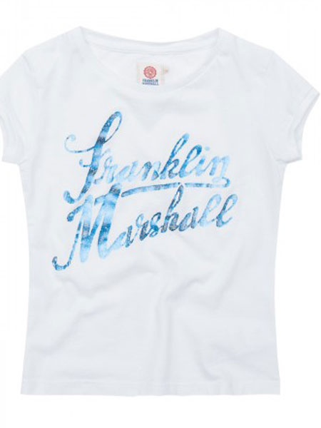 Franklin & Marshall童装品牌2019春夏标语字母短袖棒球白T恤 轻薄舒适透气凉爽