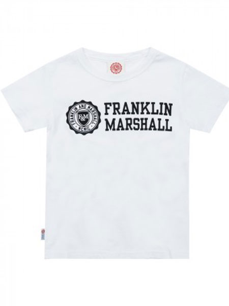 Franklin & Marshall童装品牌2019春夏标语字母短袖棒球白T恤 轻薄舒适透气凉爽