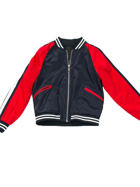 范范FUN&FUN童装品牌2019春夏飞行员夹克外套 双面穿蓝红拼接男女款潮