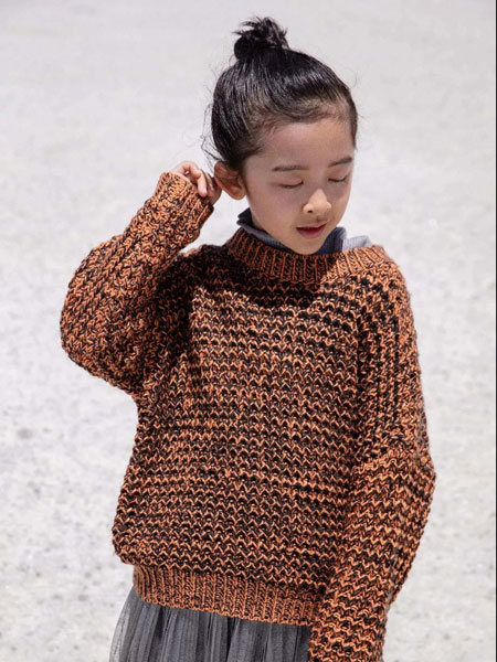 LT kids童装品牌2019秋冬韩版复古蝙蝠袖毛衣女套头针织衫宽松粗线圆领