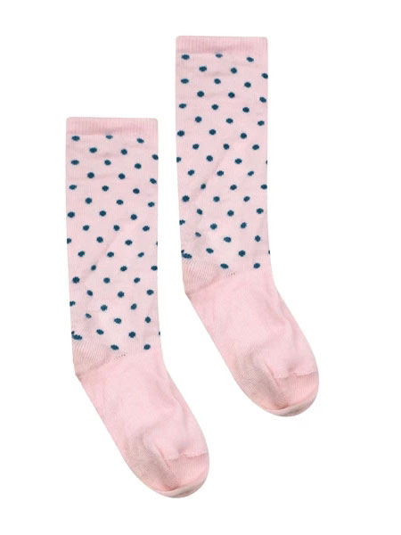 Velveteen童装品牌2019秋冬排汗粉色点机能运动长筒袜