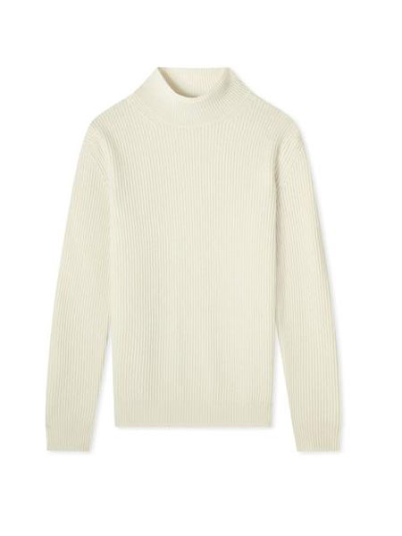 Tom Ford童装品牌2019秋冬纯羊绒衫女士纯色加厚高领打底羊绒衫樽领套头毛衣白色