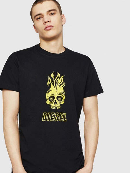 Diesel童装品牌2019春夏男士亮色logo圆领短袖T恤上衣