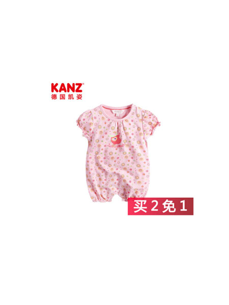 KANZ童装品牌2019春夏粉色印花短袖连体衣