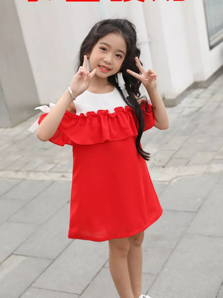美可儿童装品牌2019春夏红色裙子