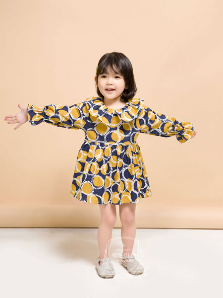 维尼叮当童装品牌2019秋季韩版女童洋气花朵连衣裙