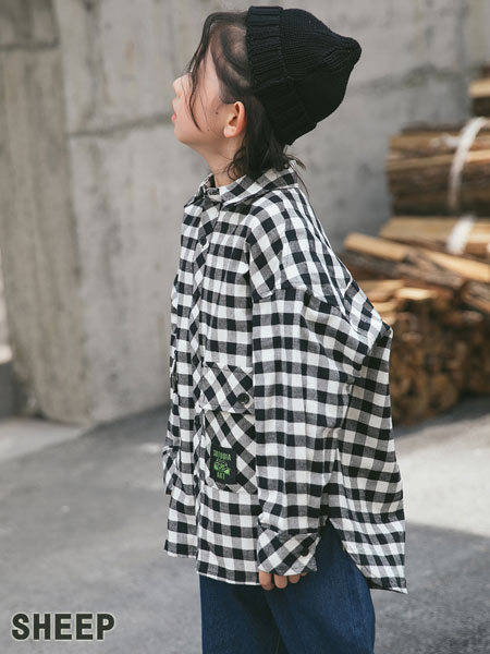 童装品牌2019秋冬单排扣衬衫 韩版宽松显瘦衬衣气质上衣