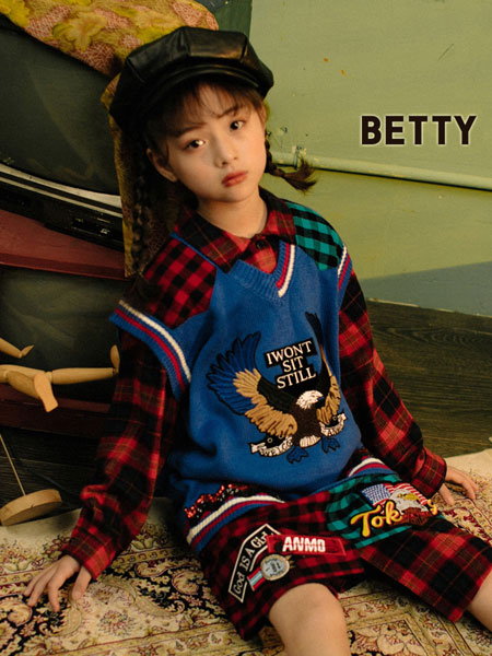 贝蒂小羊童装品牌2019秋冬棒球服拼色撞色夹克外套