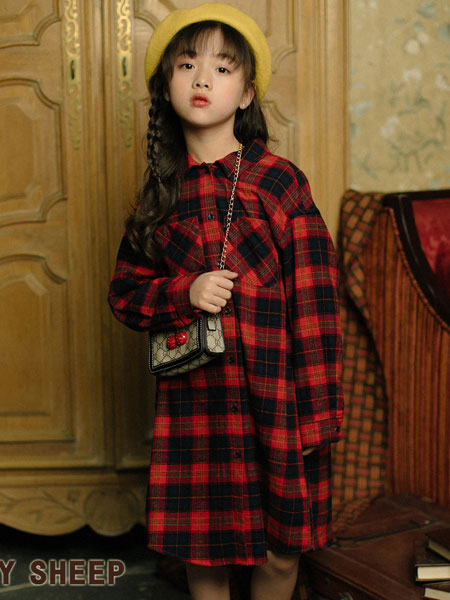 贝蒂小羊童装品牌2019秋冬红黑格子裙