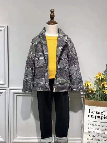 童装品牌2019秋冬针织格子外套