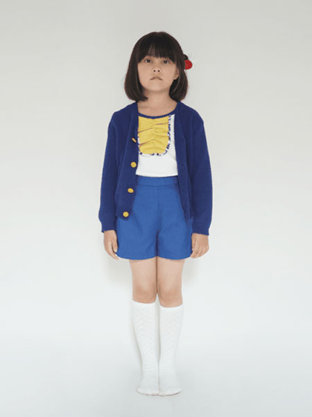 Hana&Shida童装品牌2019秋冬蓝色羊毛衫