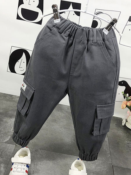 童装品牌2019秋冬灰色休闲裤