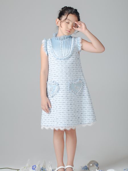 贝的屋童装品牌2019秋冬蓝色裙子
