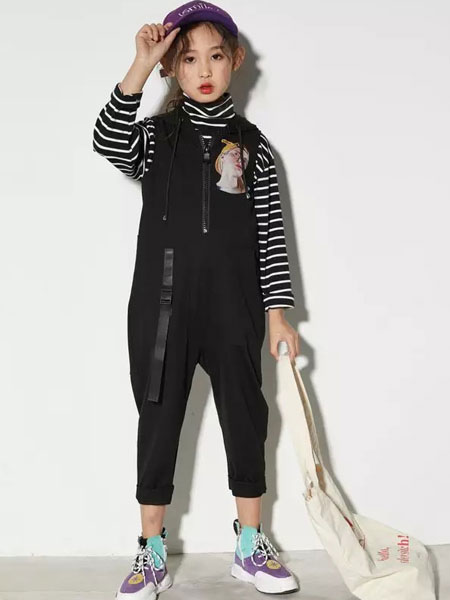 欧卡星童装品牌2019秋季新款韩版时髦喇叭背带裤洋气潮两件套