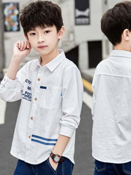 童装品牌2019秋冬韩版男孩长袖衬衣12中大童打底衫1