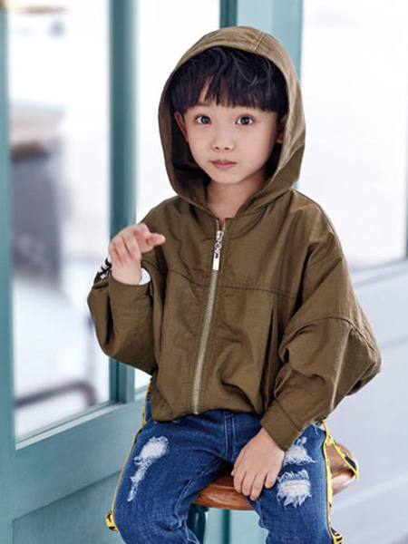 童装品牌2019春夏时尚尼龙中长款长袖夹克衫