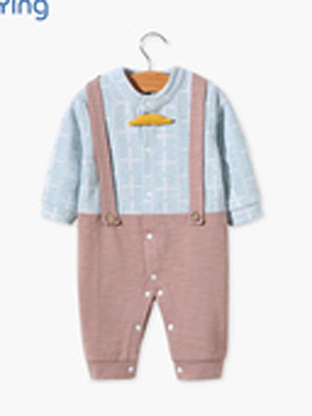 依尔婴童装品牌2019秋冬3-6个月男宝宝长袖爬服加厚0-1岁满月新生儿连体衣