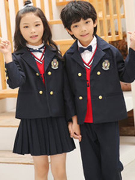 安果儿童装品牌2019春夏小学生校服学院风班服三件套装