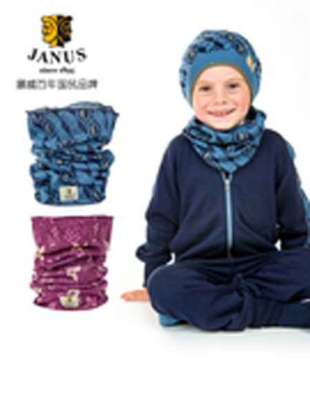 Janus童装品牌2019秋季纯羊毛儿童围脖运动保暖围巾