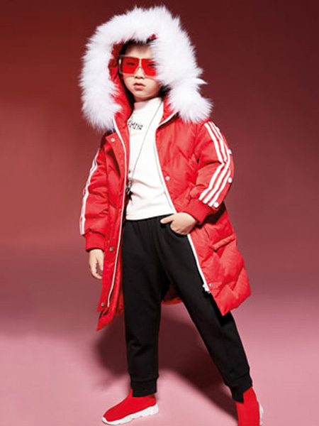 玛玛米雅童装品牌2019秋冬带帽红色羽绒服