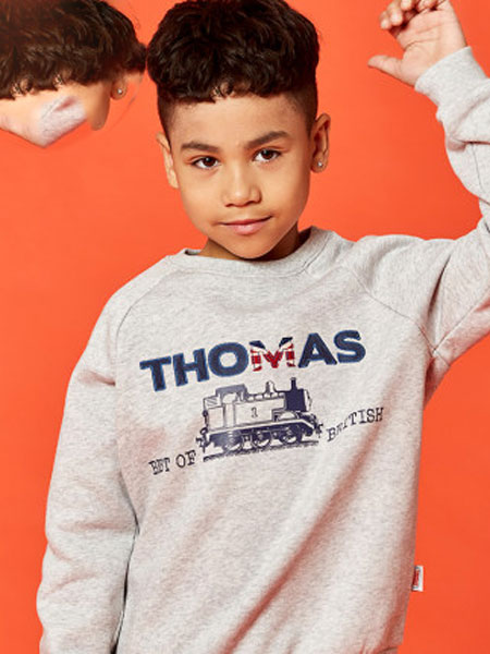 托马斯儿童装2019新款秋季套装男童休闲运动服加绒帅气两件套卫衣