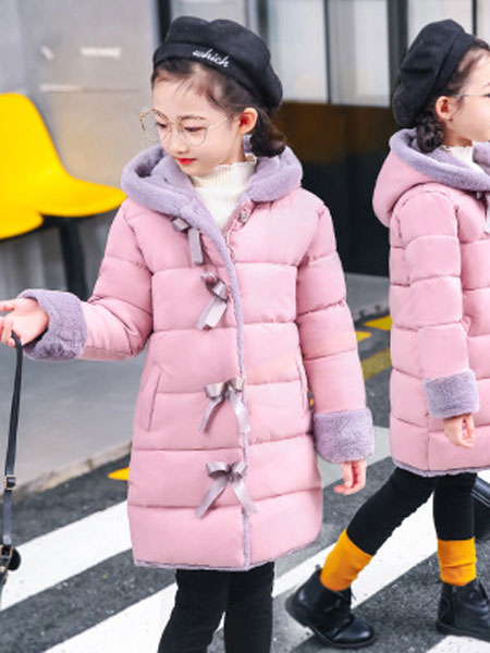 童装品牌2019秋冬女童棉衣韩版中大童加厚加棉中长款女童冬装外套儿童棉服