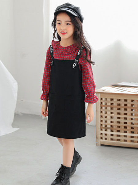 女童套装秋装2019新款韩版儿童背带两件套秋季女孩套裙潮童装