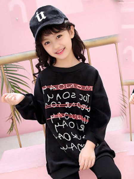 童装品牌2020春夏儿童中大童字母印花超柔复合卫衣