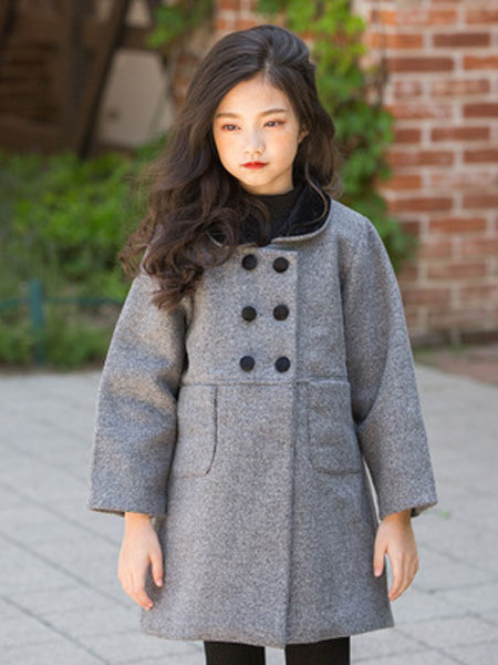 童装品牌2019秋冬中大童韩版童装外套双排扣加厚上衣