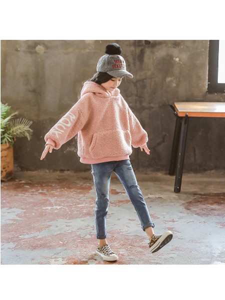 童装品牌2019秋冬女童新款韩版洋气羊羔绒卫衣中大儿童加厚保暖上衣