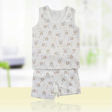乐晋童装品牌2020春夏婴幼儿宝宝新生儿纯棉针织背心短裤套装印花双面