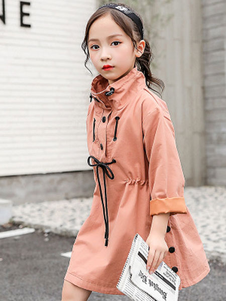 花样童依童装品牌2020春夏韩版女童外套中大童休闲中长款风衣儿童外套