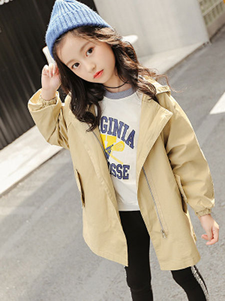 童装品牌2020春夏韩版女童风衣中长款中大童纯棉外套童装