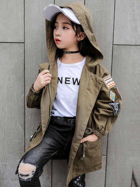 花样童依童装品牌2020春夏韩版女童风衣中长款中大童纯棉外套童装