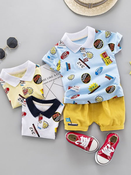 童装品牌2020春夏新款儿童短袖套装0-1-2-3岁宝宝纯棉夏装两件套