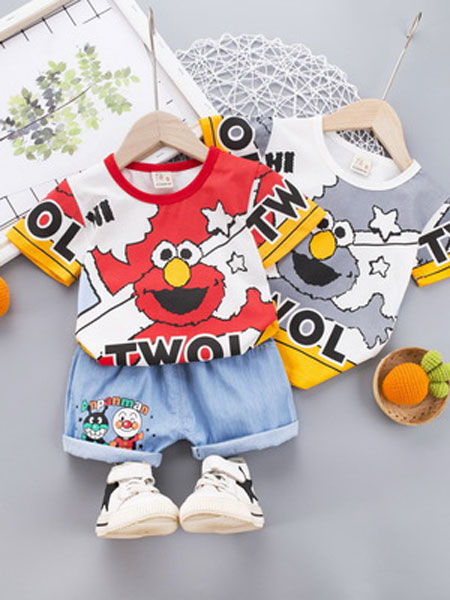 木易坊童装品牌2020春夏儿童卡通套装1-3岁宝宝夏装短袖两件套