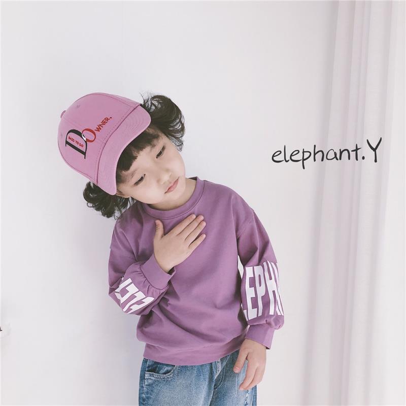 elephant.Y童装品牌2020春夏新款纯色印字长袖卫衣