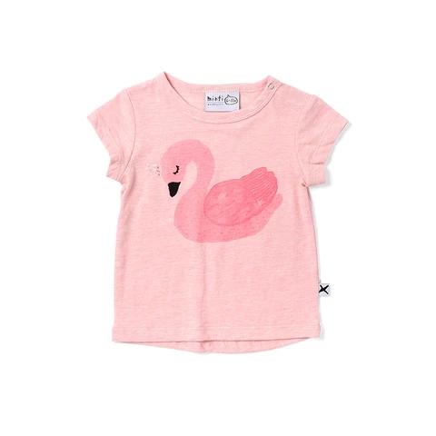Minti童装品牌2020春夏MINTI SLEEPY天鹅T恤-粉色MARLE