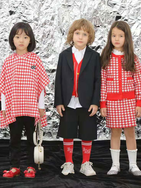 小才宝童装品牌2020春夏新款纯色格子气质套装