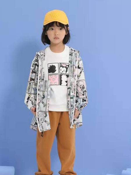 小才宝童装品牌2020春夏新款纯色图案个性外套