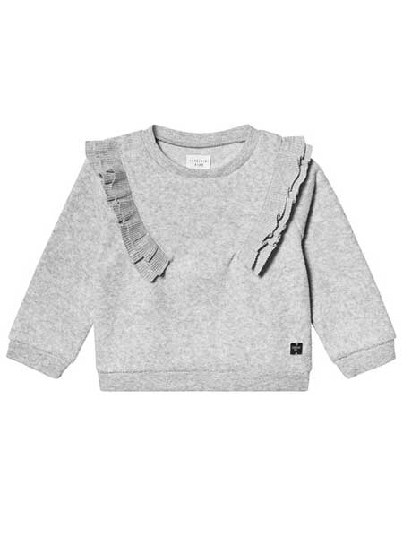 Carrement Beau童装品牌2020春夏灰色荷叶边摇粒绒运动衫