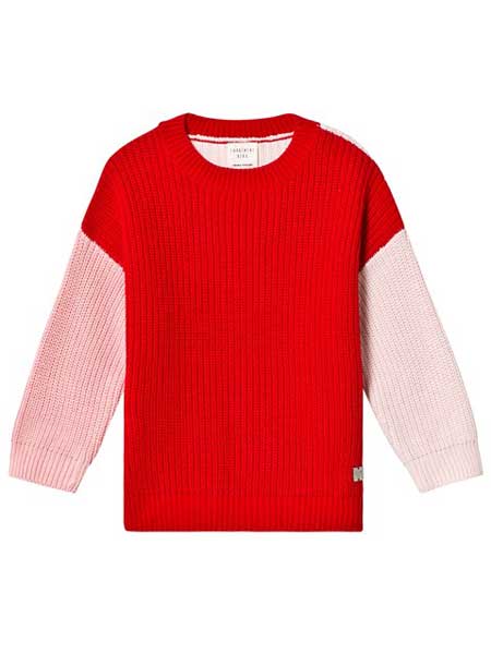 Carrement Beau童装品牌2020春夏红色和粉色对比针织套头衫
