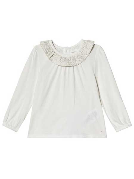 Carrement Beau童装品牌2020春夏白色Frill领长袖衬衫