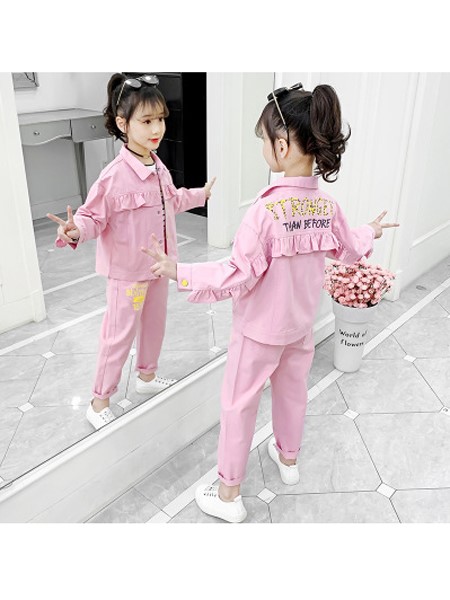 童装品牌2020春夏韩版洋气时髦儿童牛仔马甲卫衣裙两件套潮