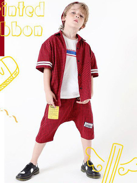 乔多米童装品牌2020春夏新款格子潮童套装