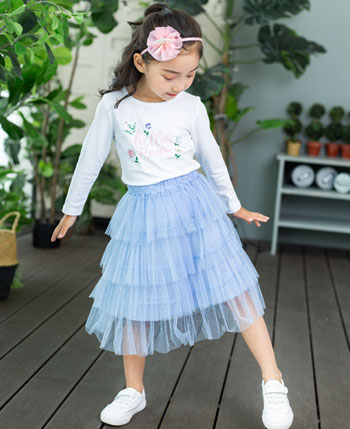 塔哒儿童装品牌2020春夏新款纯色透纱裙