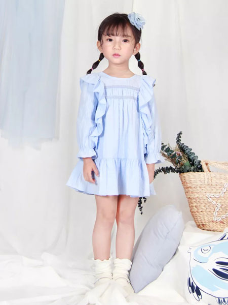 卡贝恩童装品牌2020春夏新款纯色可爱连衣裙
